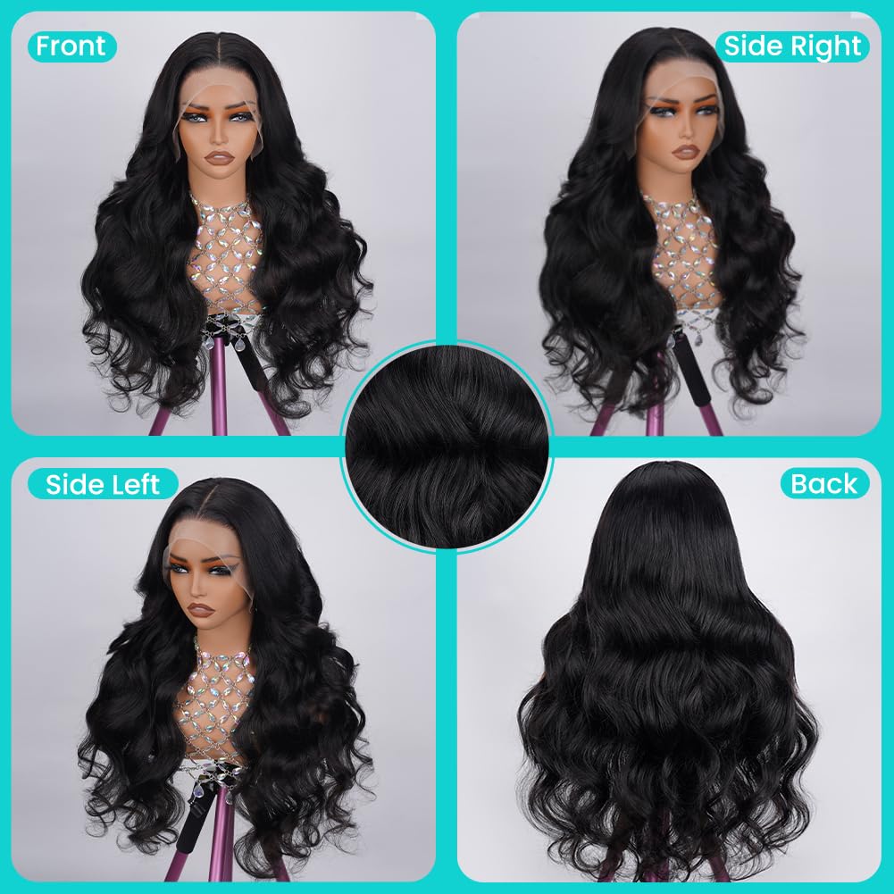 A Future Tongmei 13x4 body wave virgin human hair wig offers versatility.