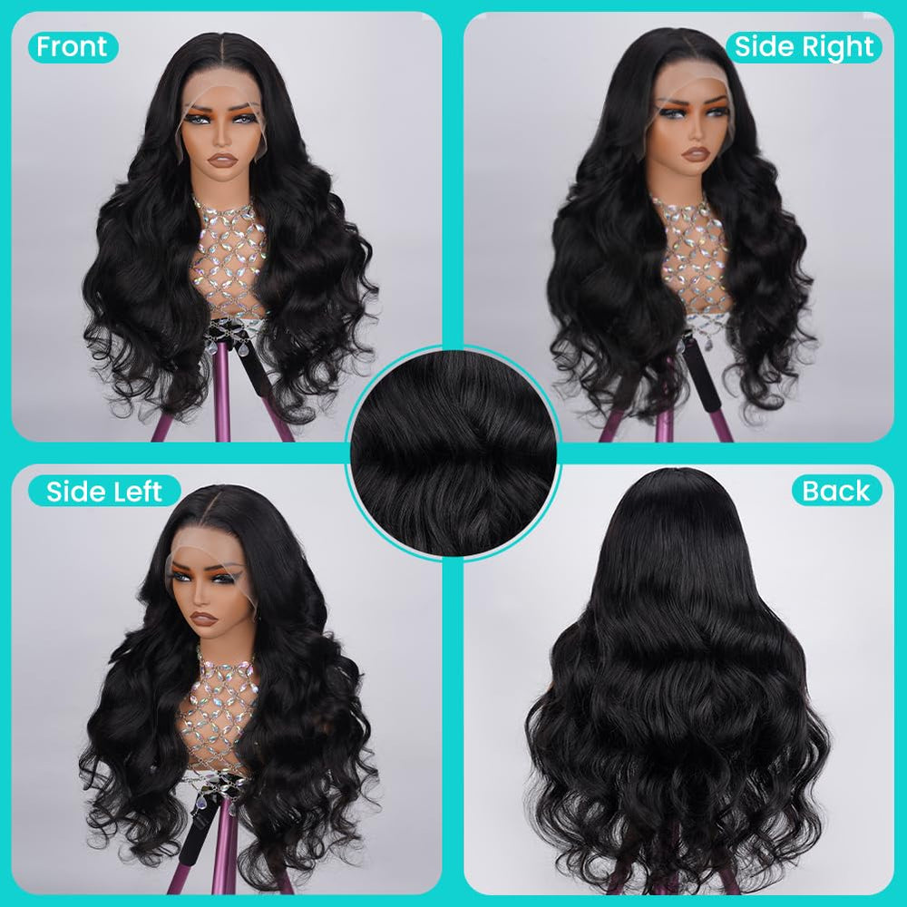A Future Tongmei 13x4 body wave virgin human hair wig offers versatility.