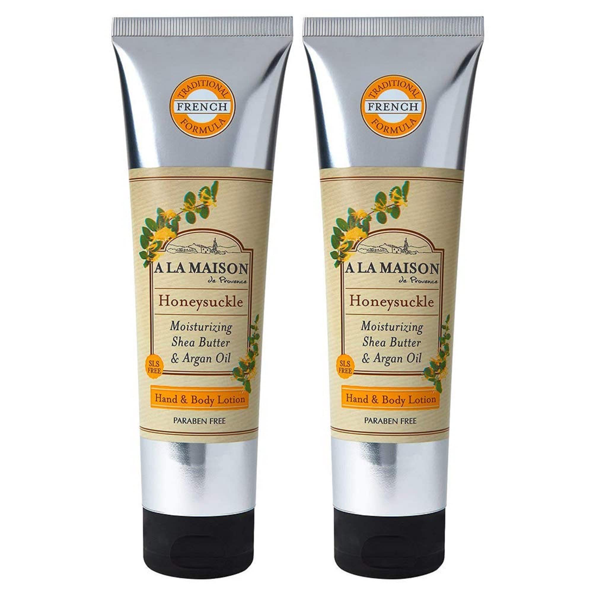 A LA MAISON Honeysuckle lotion front bottle for daily skin nourishment