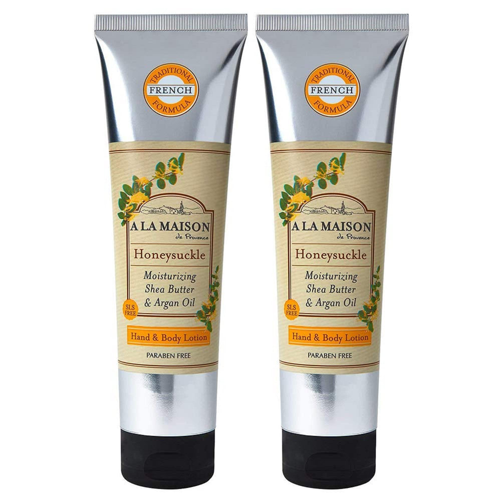 A LA MAISON Honeysuckle lotion front bottle for daily skin nourishment