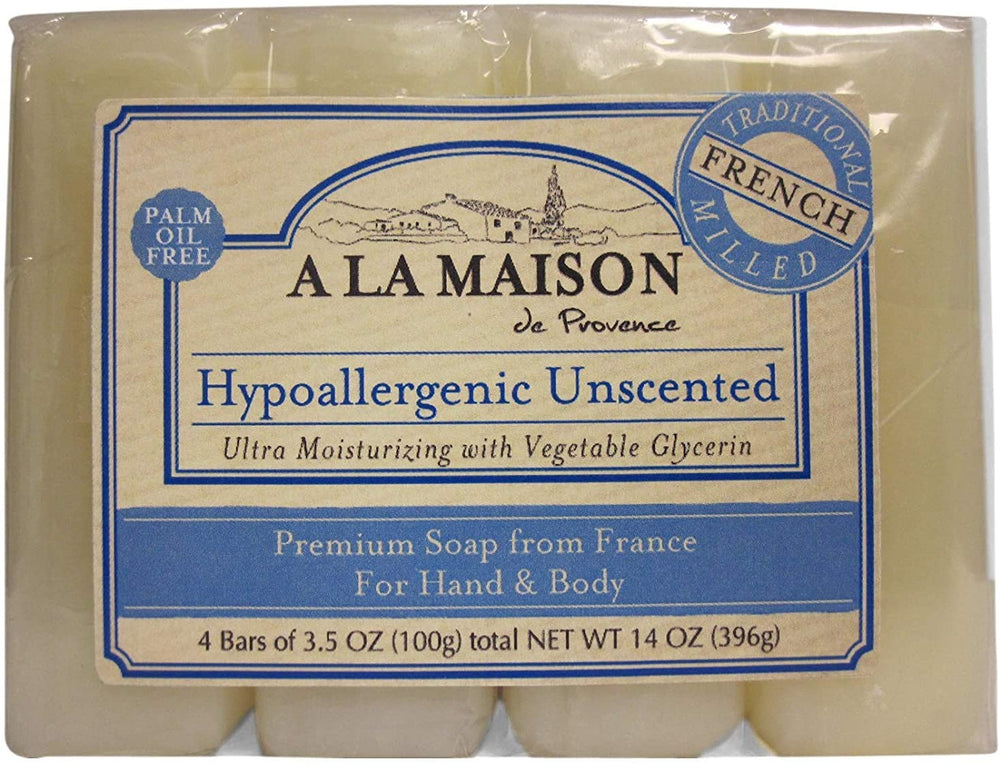 A LA MAISON hypoallergenic bar soap in use on hands illustrating mild, moisturizing cleanse
