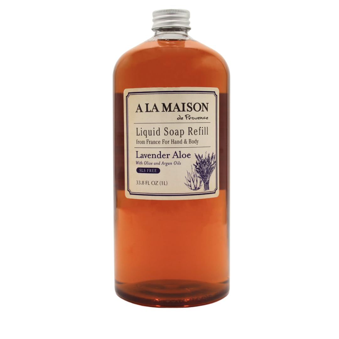 A LA MAISON Lavender Aloe hand-wash bottle shows gentle cleansing with skin-softening glycerin