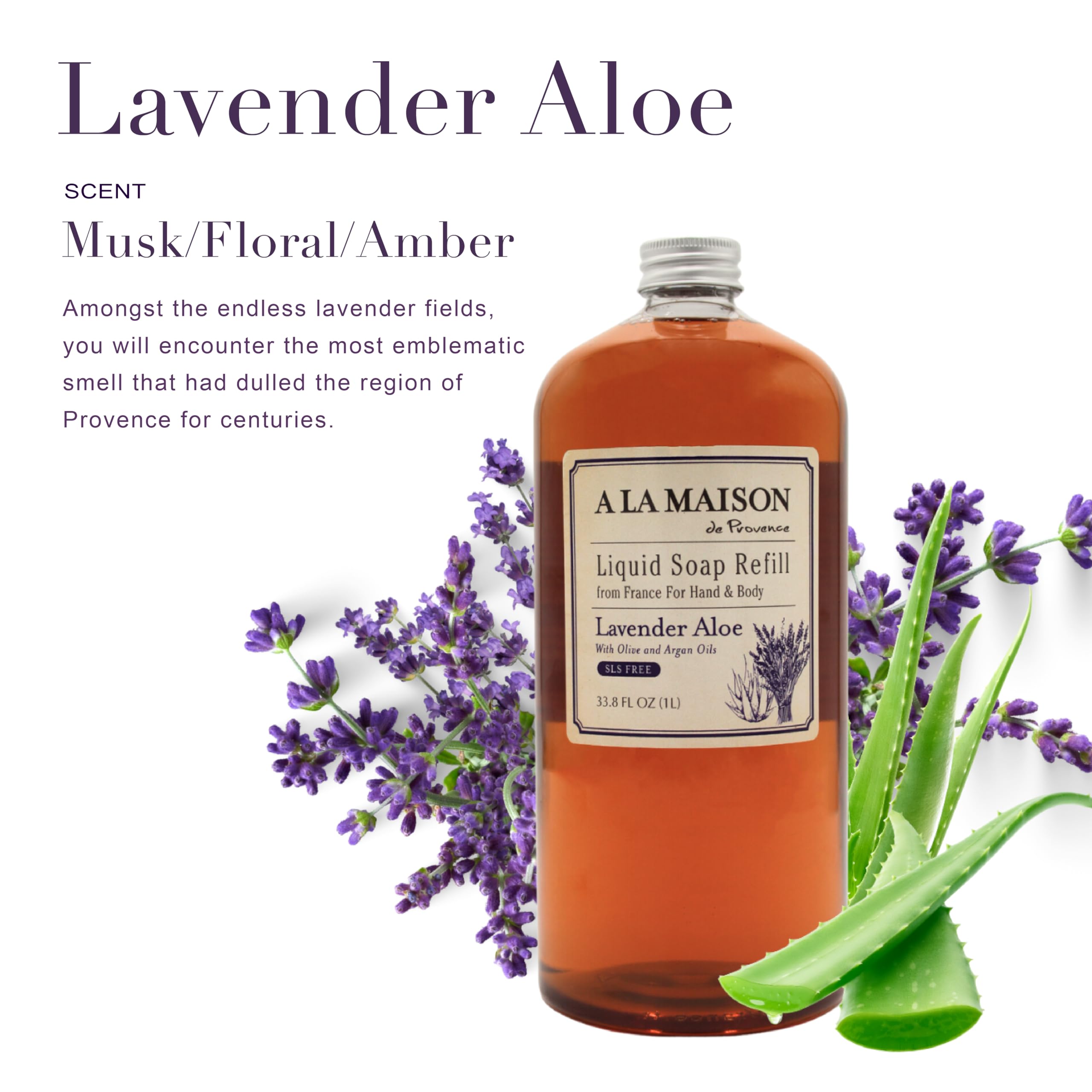 A LA MAISON Lavender Aloe hand-wash foam demonstrates creamy lather
