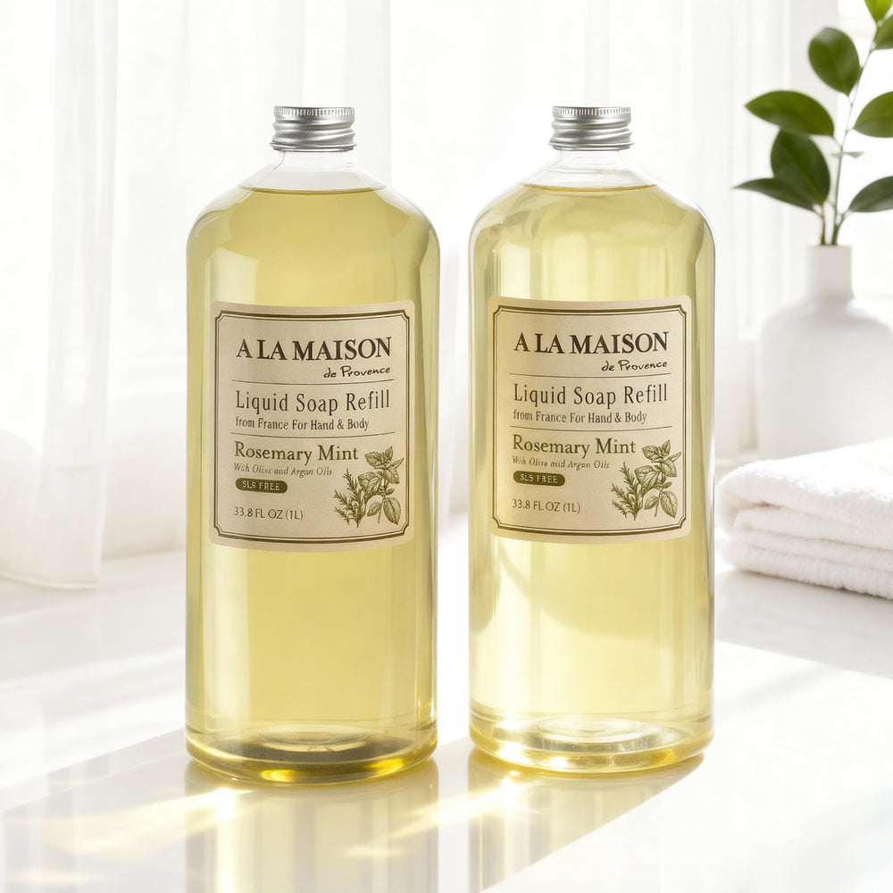 A LA MAISON rosemary mint hand lather showing luxurious plant-based foam.