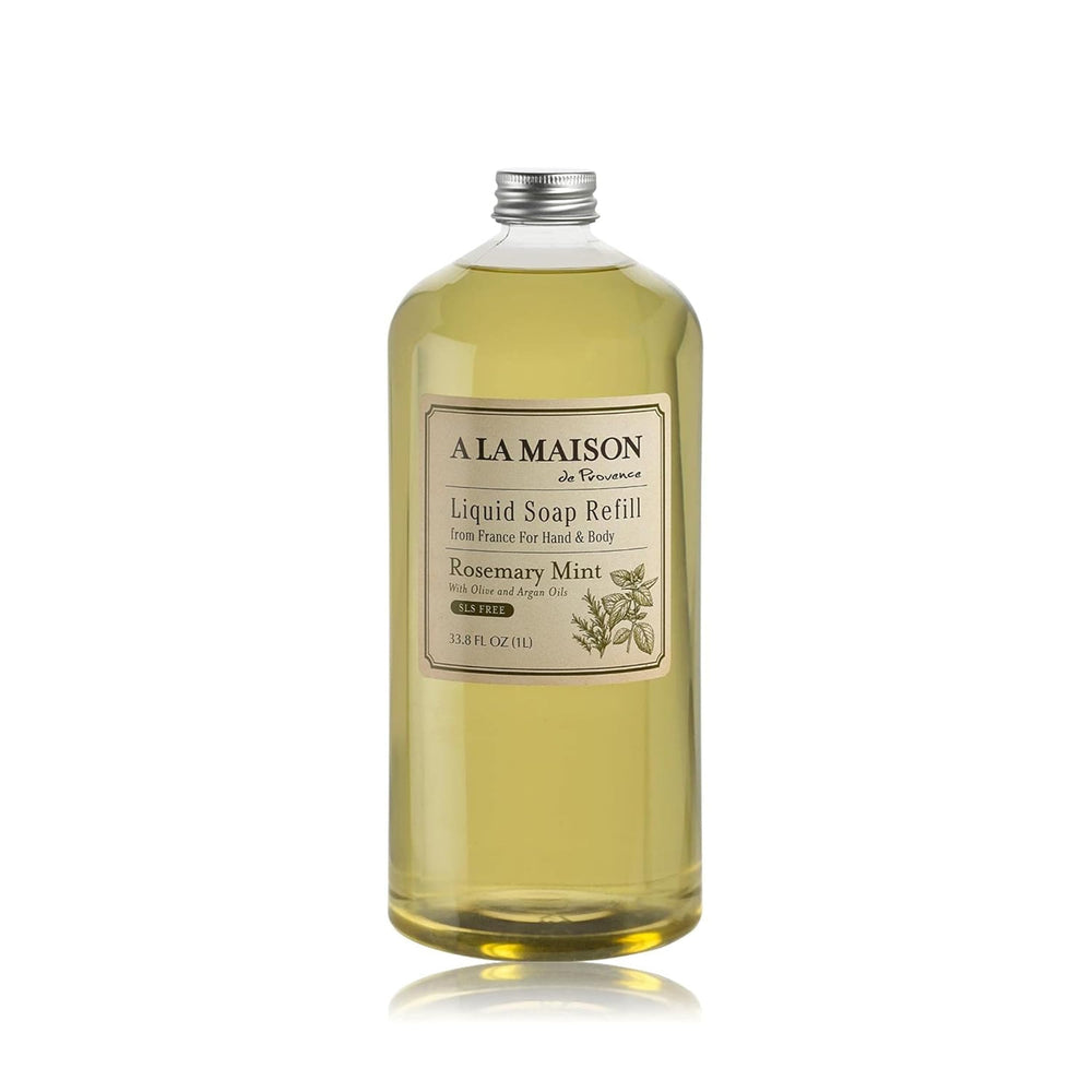 A LA MAISON Rosemary Mint liquid soap bottle front view for moisturizing hand cleansing