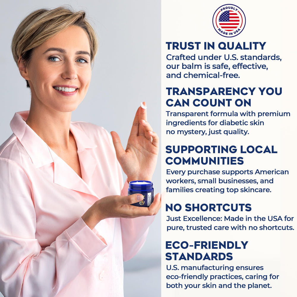 A1C Bold Skincare Diabetic Care Balm on feet during routine care