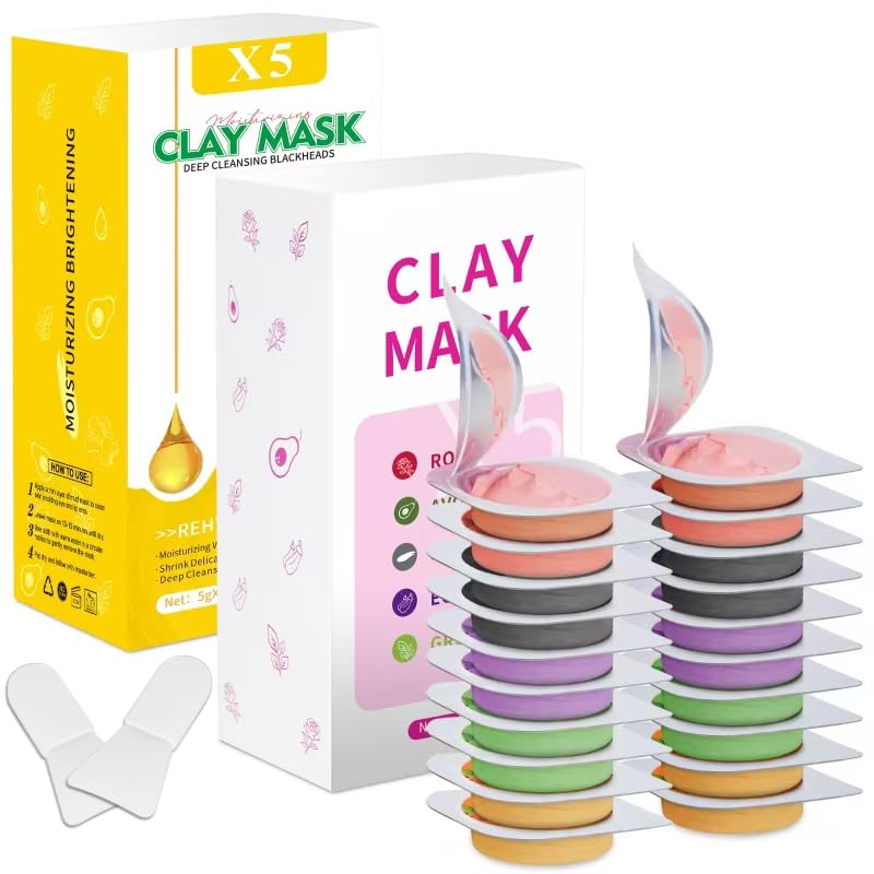 Aaenouicfs clay mask set 20 pods packaging—portable, hygienic travel skincare.