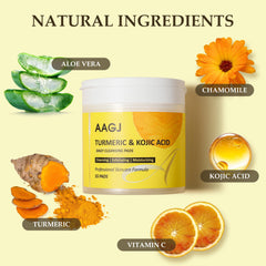 AAGJ Turmeric Kojic Acid Pads turmeric-infused side calms and nourishes skin.