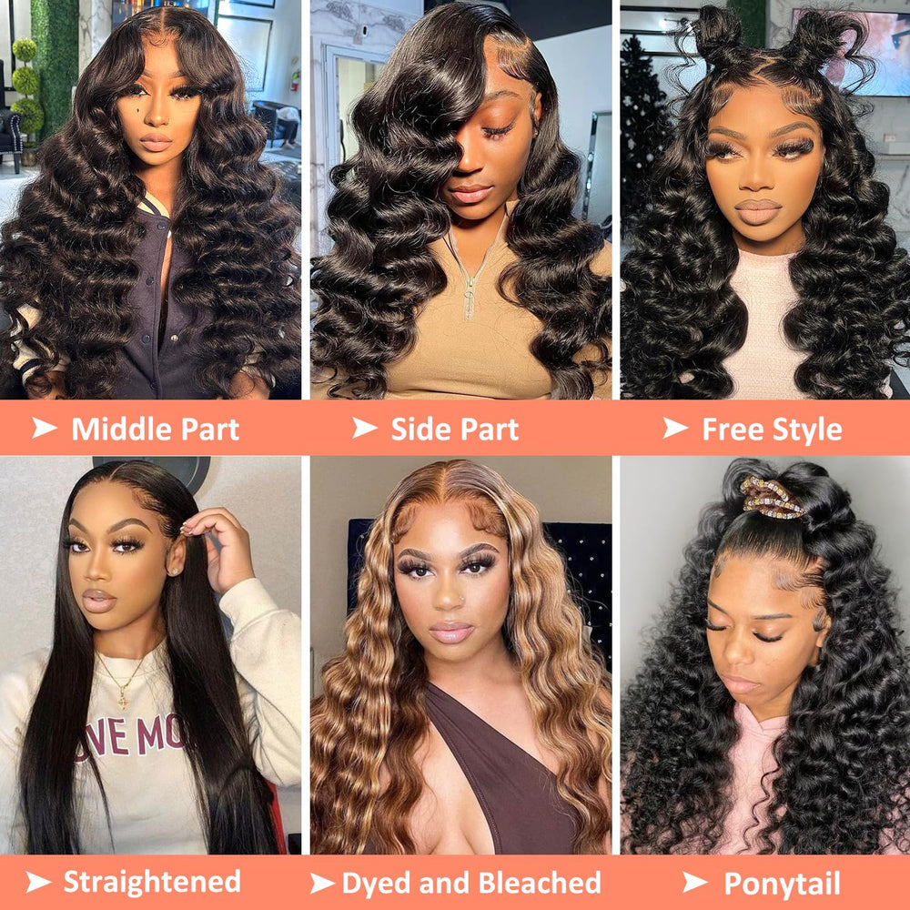 AAKJJ lace-front wig part options showing versatile middle or side part