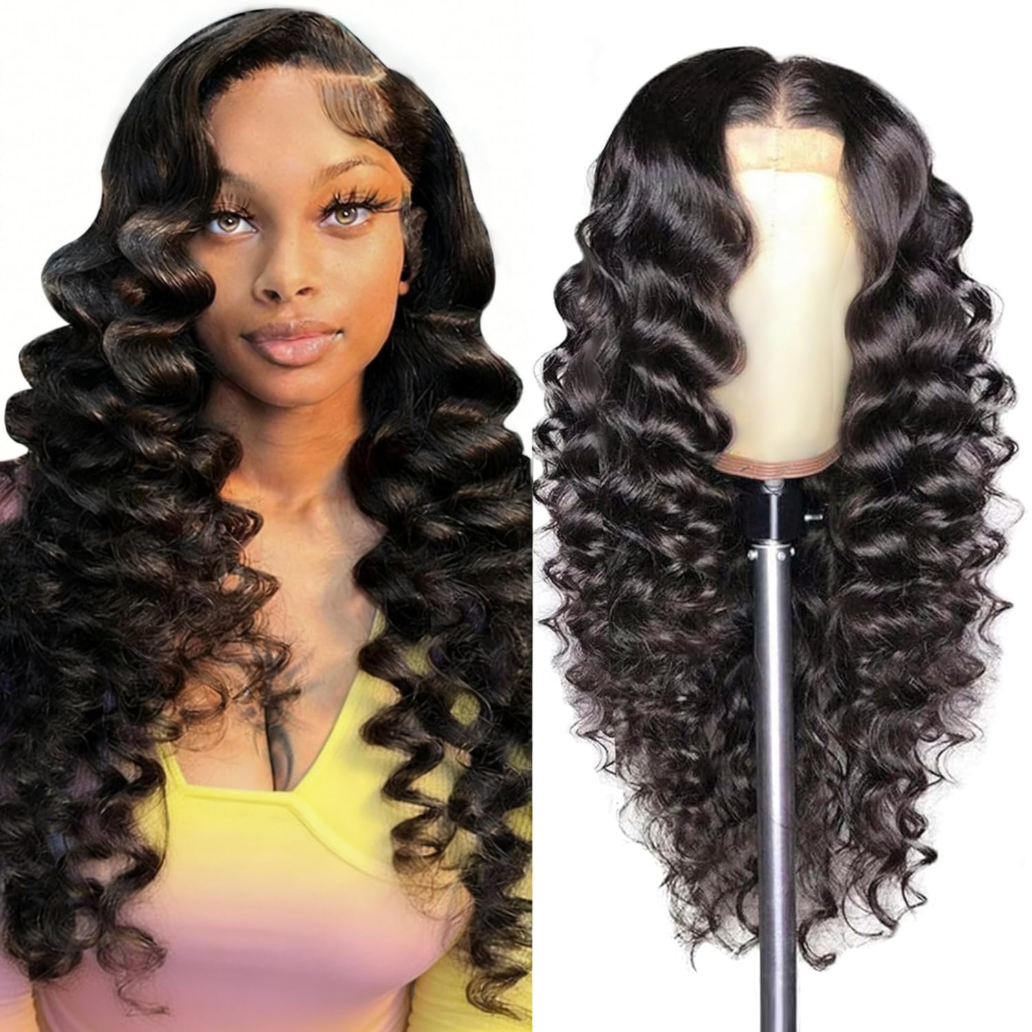 AAKJJ deep wave lace wig cap application for secure, beginner-friendly wear