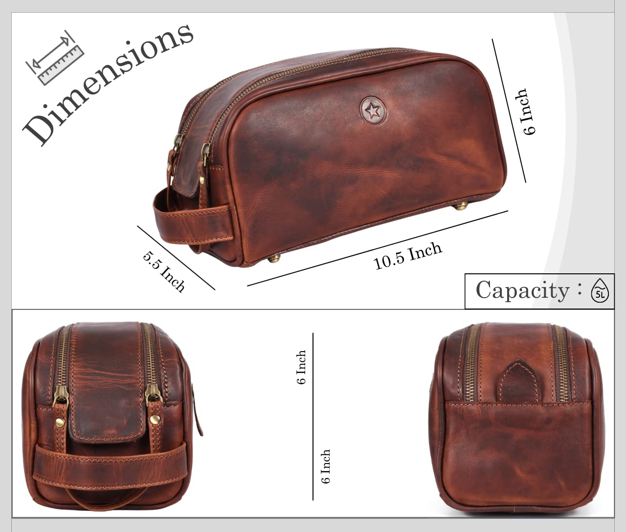 Aaron Leather Goods Vendimia Estilo bottom studs protect against wear.