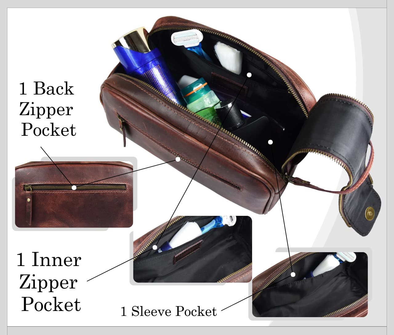 Aaron Leather Goods Vendimia Estilo leather handle offers easy carrying.