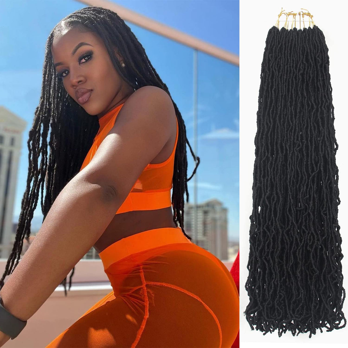Aayubb faux locs 20inch packaging display for easy DIY installation