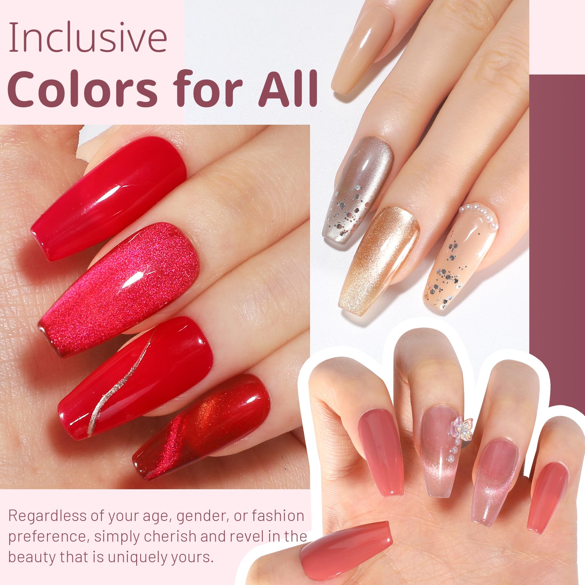 ABAC 24-color swatches showing pink red and green shimmer options