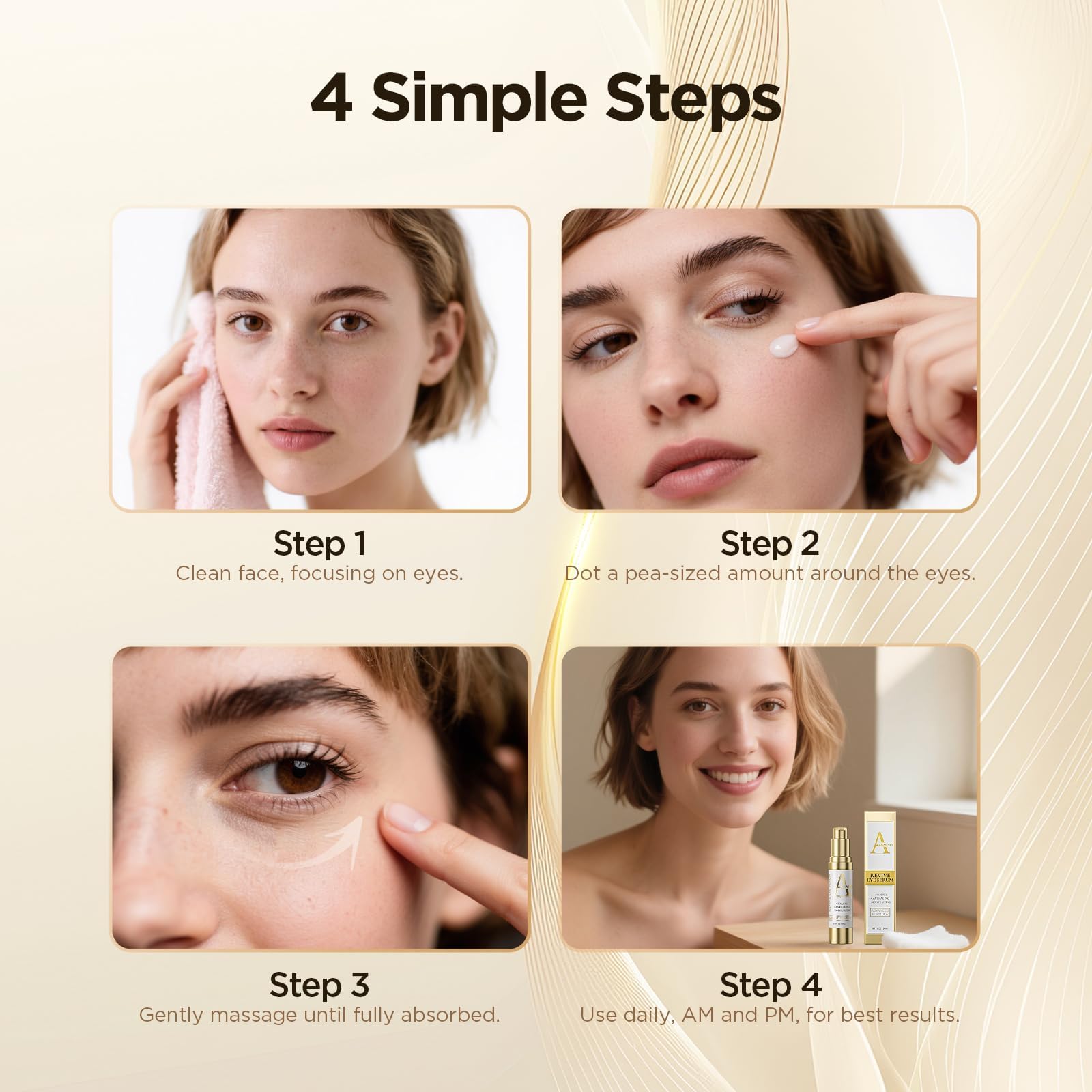 Abarno eye serum with hyaluronic acid provides lasting moisture.