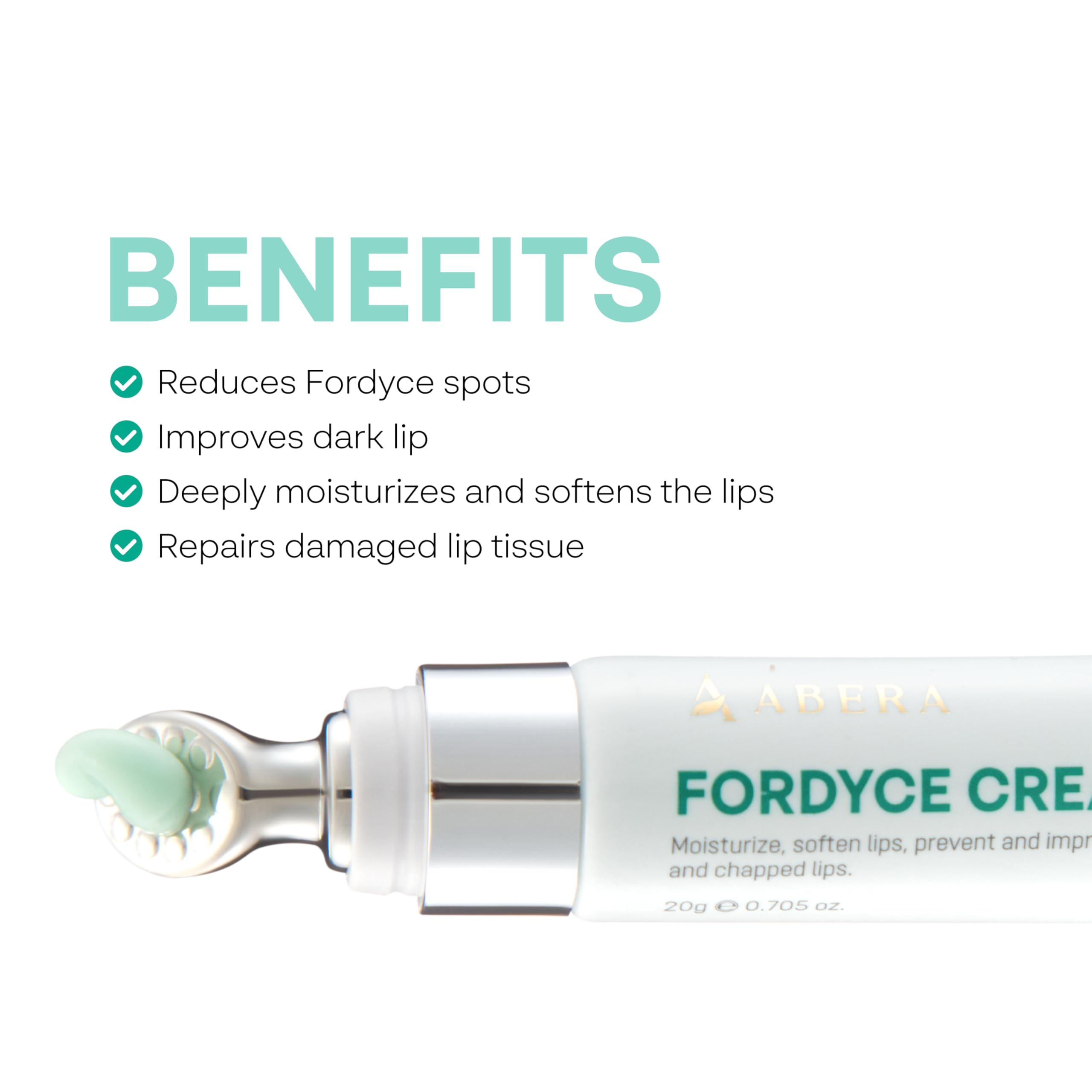 Abera Fordyce Cream texture close-up shows fast-absorbing, non-sticky moisturization.