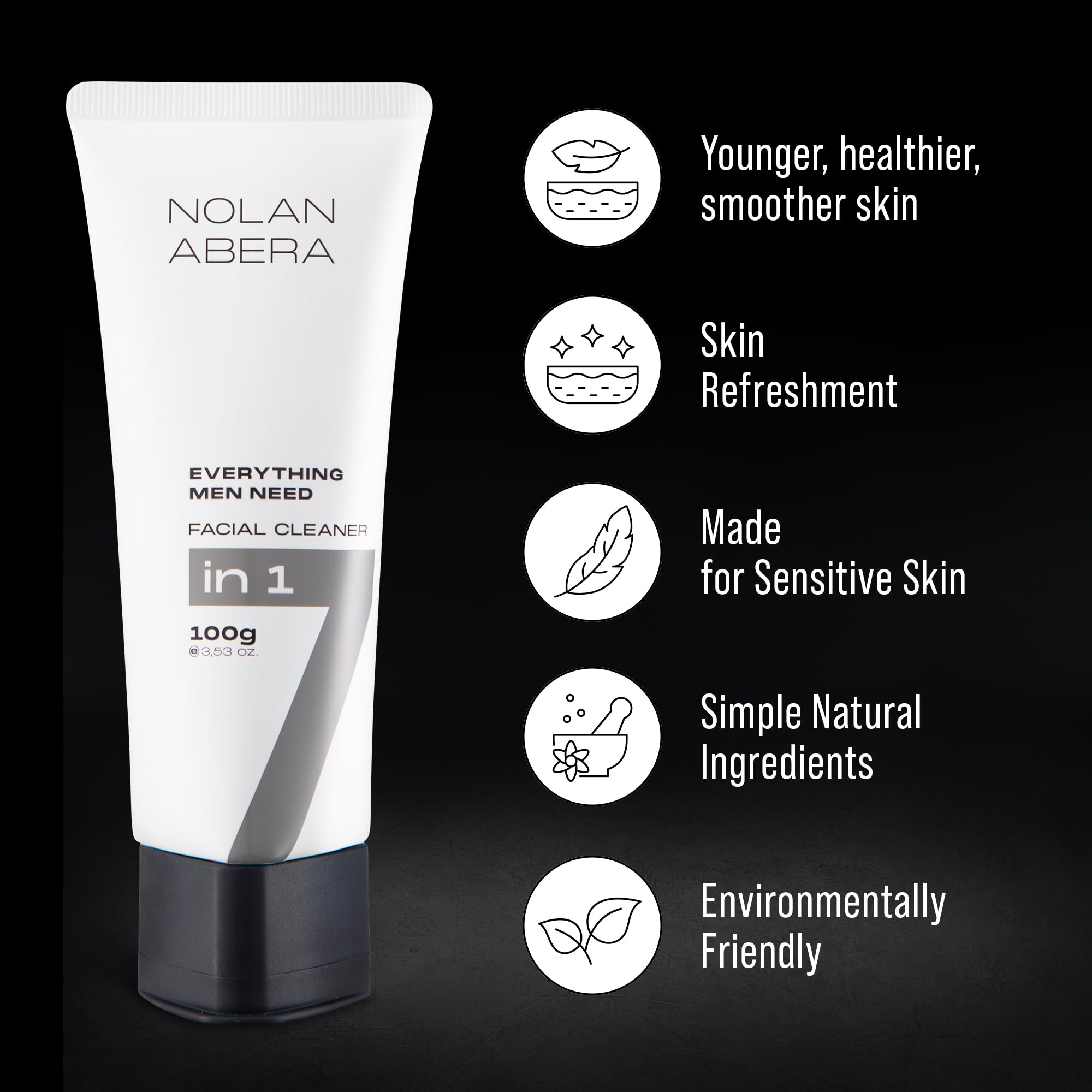 ABERA Nolan face-wash routine—daily-use cleanser for men.