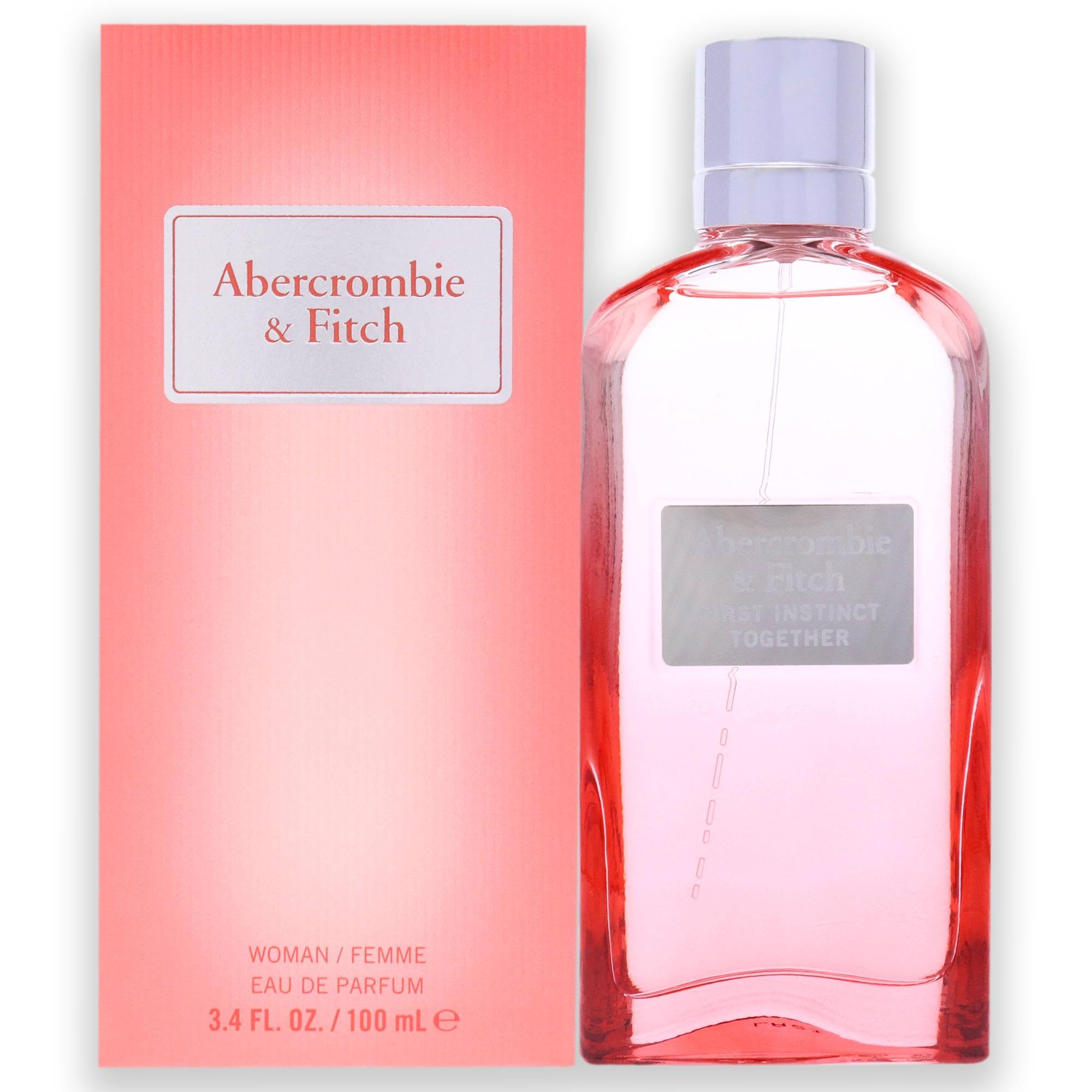 Abercrombie & Fitch First Instinct Together bottle close-up with fruity musk notes.