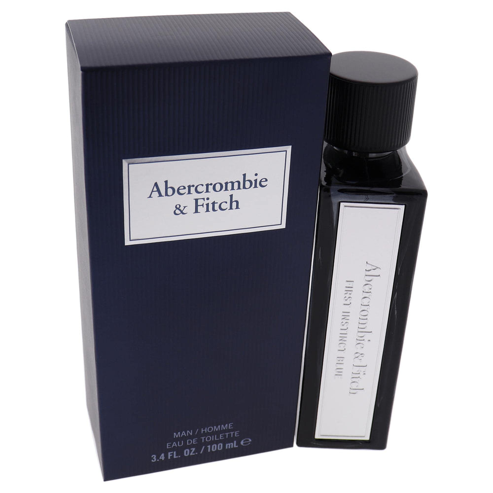 Abercrombie & Fitch First Instinct Blue package layout emphasizes modern, travel-friendly packaging.