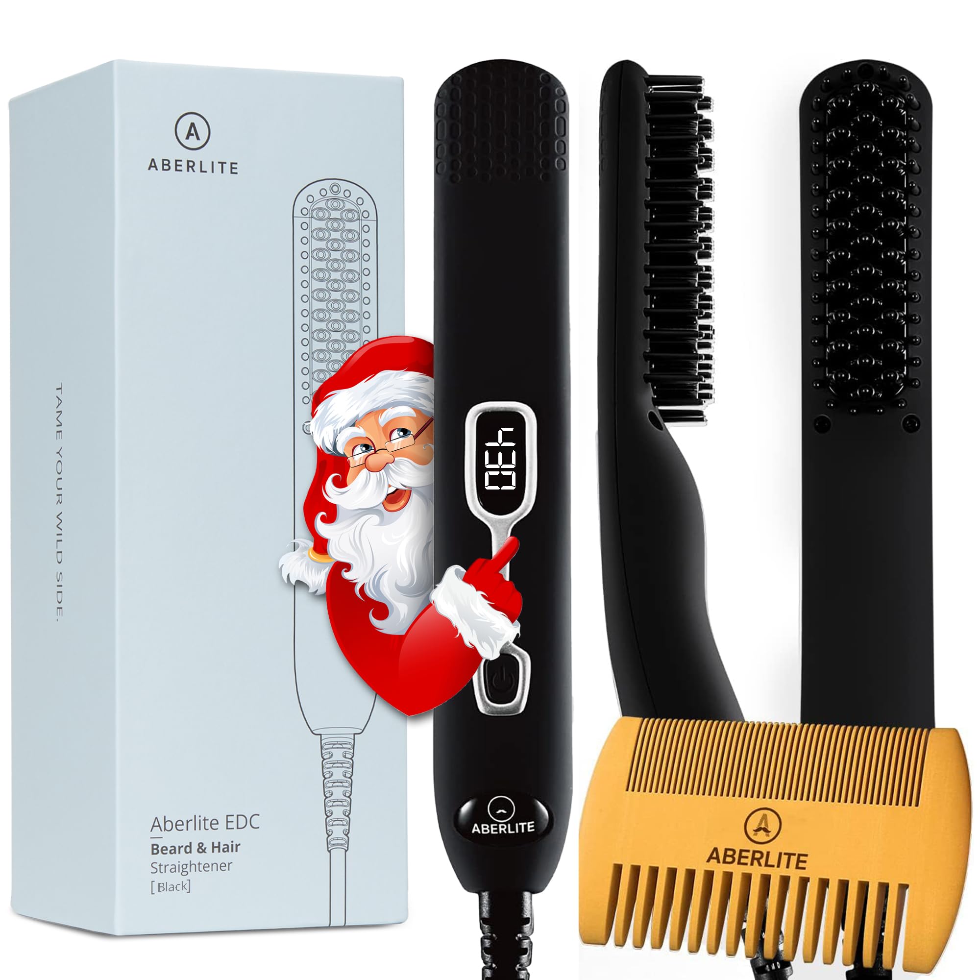 Aberlite EDC beard-straightening-brush closed for travel-ready grooming