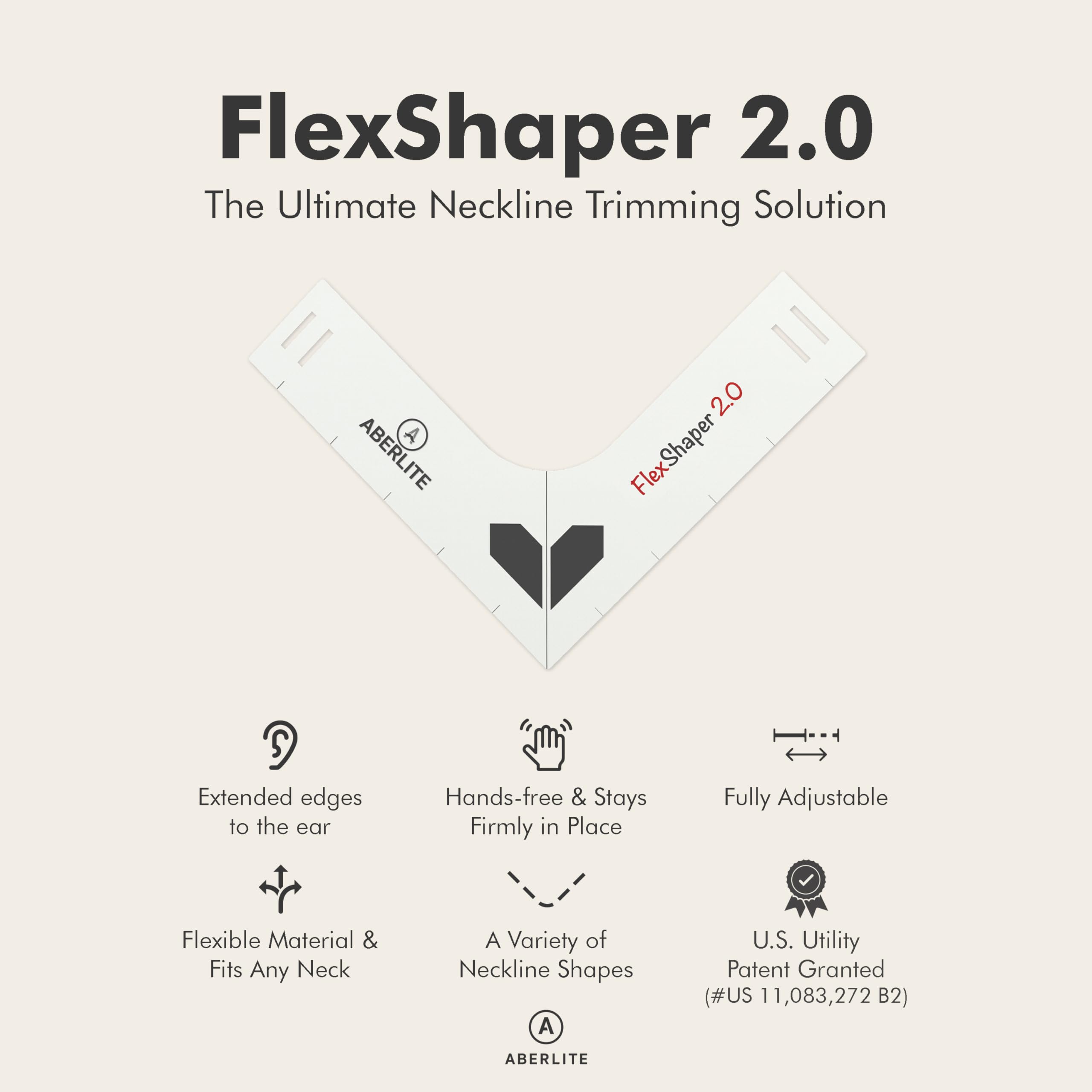 Aberlite FlexShaper 2.0 headband assembly demonstrates hands-free grooming.