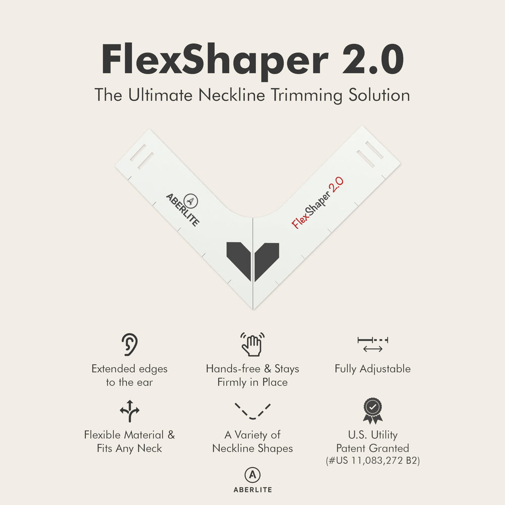 Aberlite FlexShaper 2.0 headband assembly demonstrates hands-free grooming.
