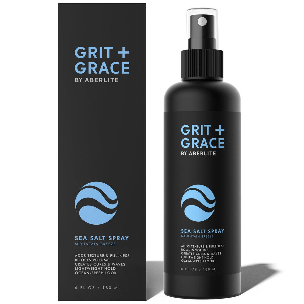 Aberlite Grit+Grace sea salt spray bottle close-up for texture