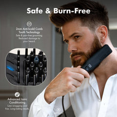 Aberlite Pro Upgraded anti-scald comb tooth close-up enabling safe root-to-tip straightening.