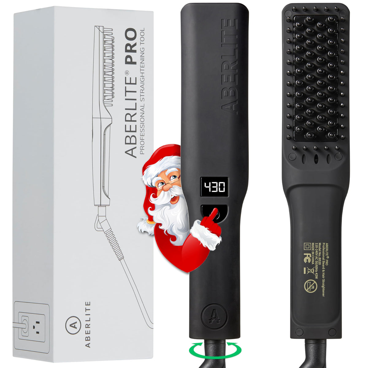 Aberlite Pro Upgraded beard straightener front view for precise grooming and sleek finish.