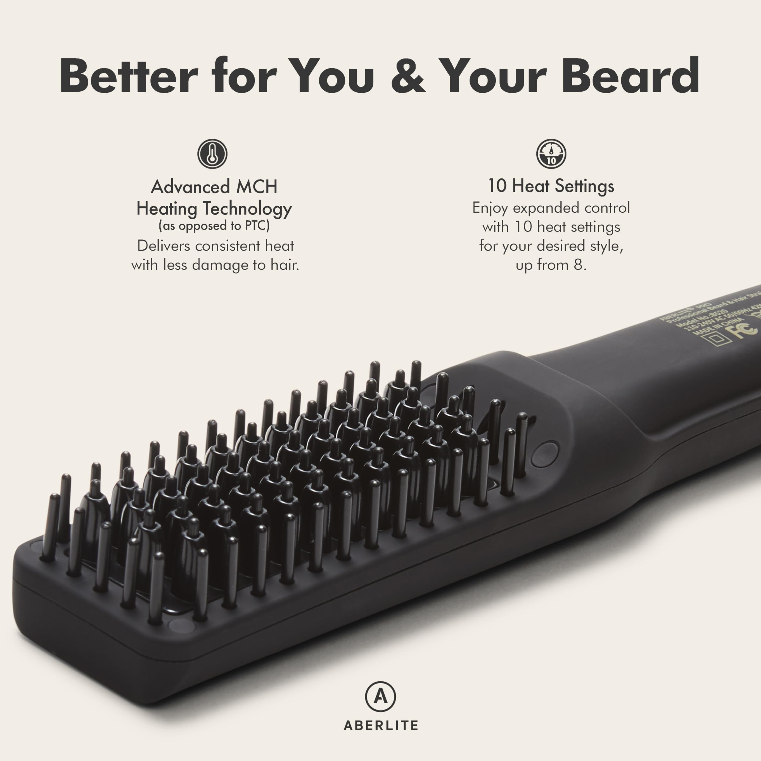 Aberlite Pro Upgraded beard straightener ionic conditioning coating delivers smooth glide and frizz reduction.