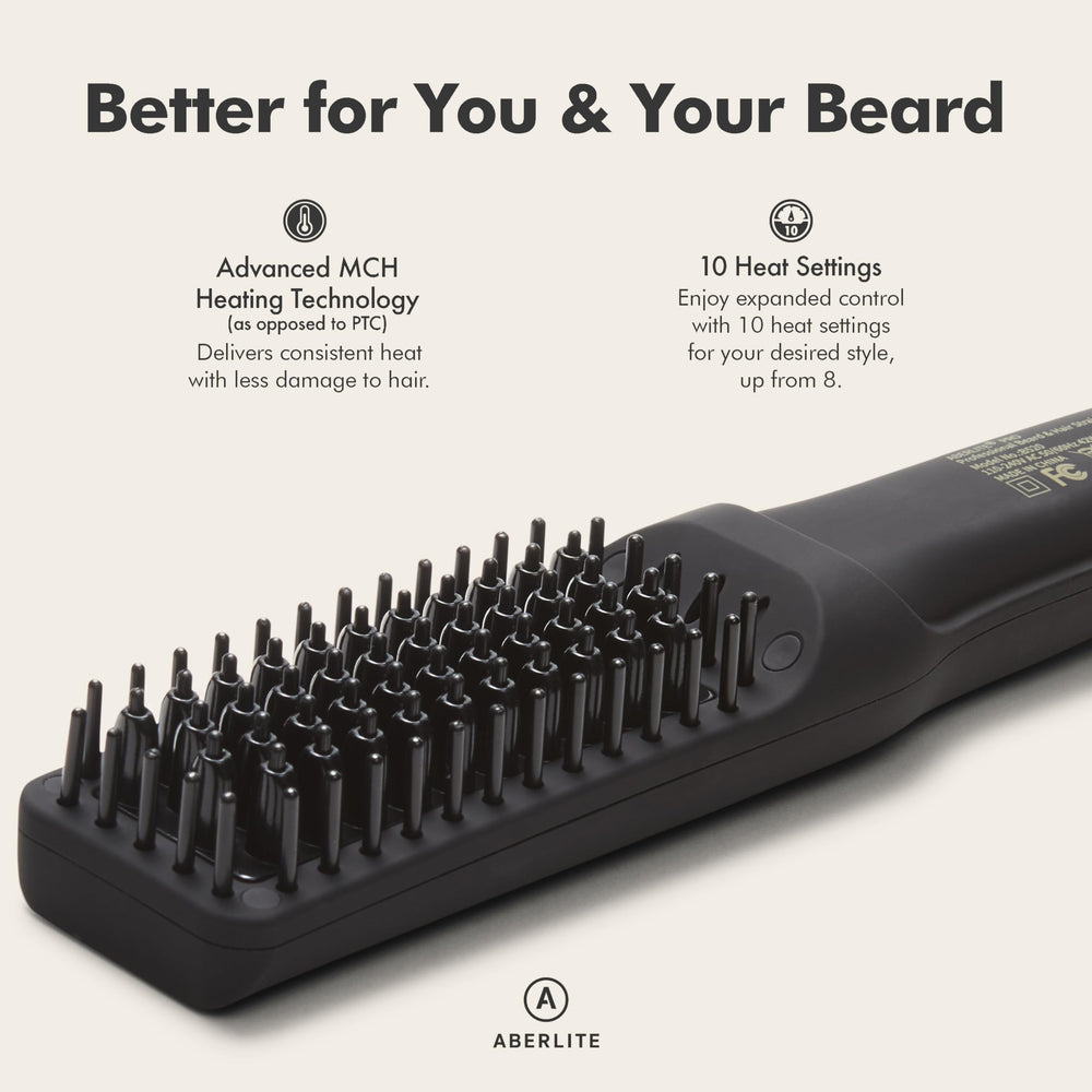 Aberlite Pro Upgraded beard straightener ionic conditioning coating delivers smooth glide and frizz reduction.