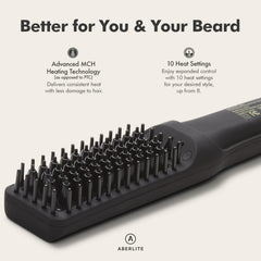 Aberlite Pro Upgraded beard straightener ionic conditioning coating delivers smooth glide and frizz reduction.