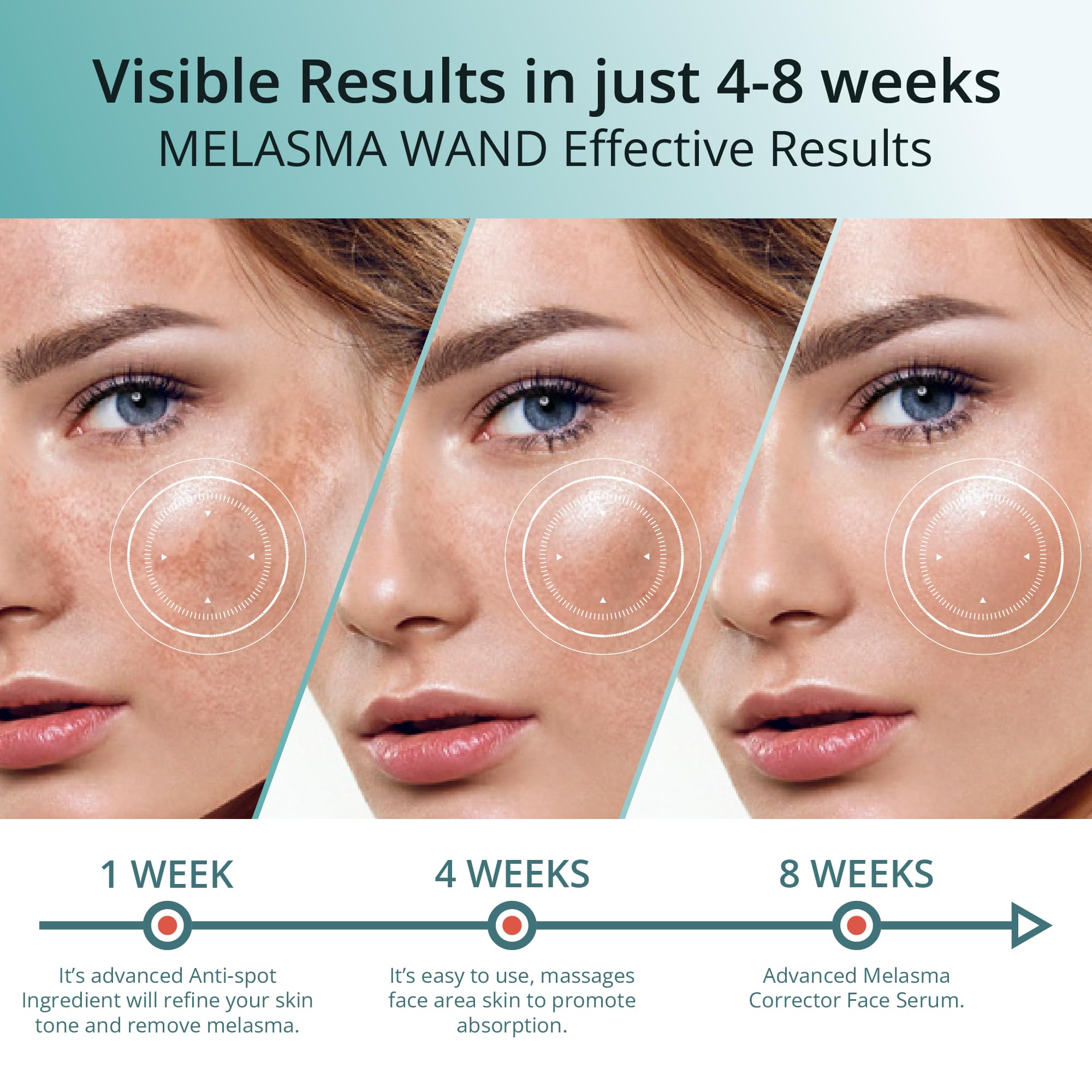 Abera Melasma Serum application pump close-up, easy morning and night usage.