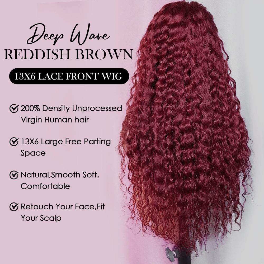 Abhayy Burgundy 13x6 lace front wig Swiss lace comfort close-up