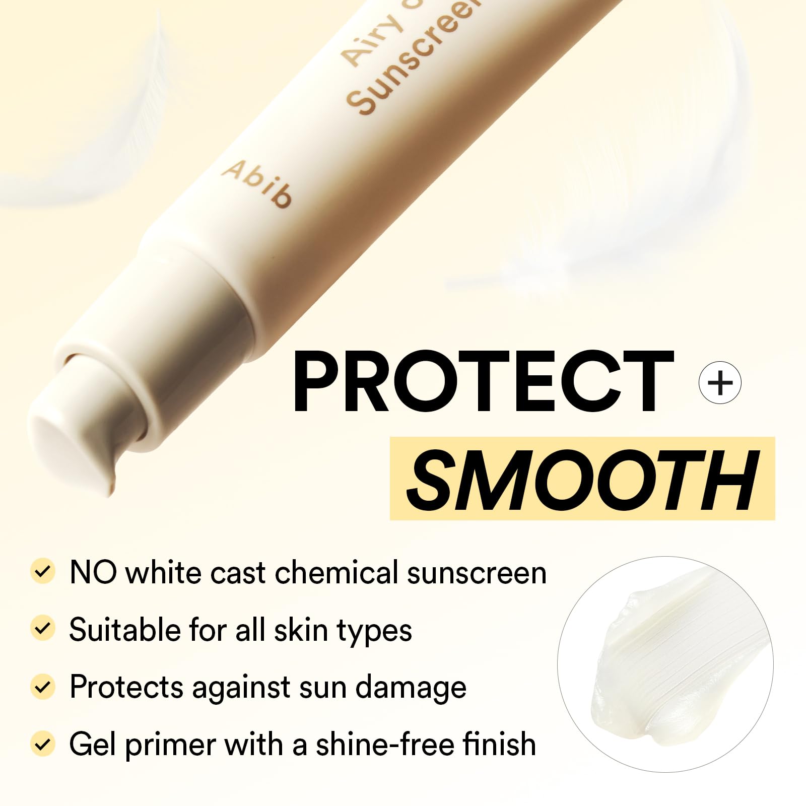Abib Airy Clear Sunscreen Gel SPF30 applying under makeup without white cast