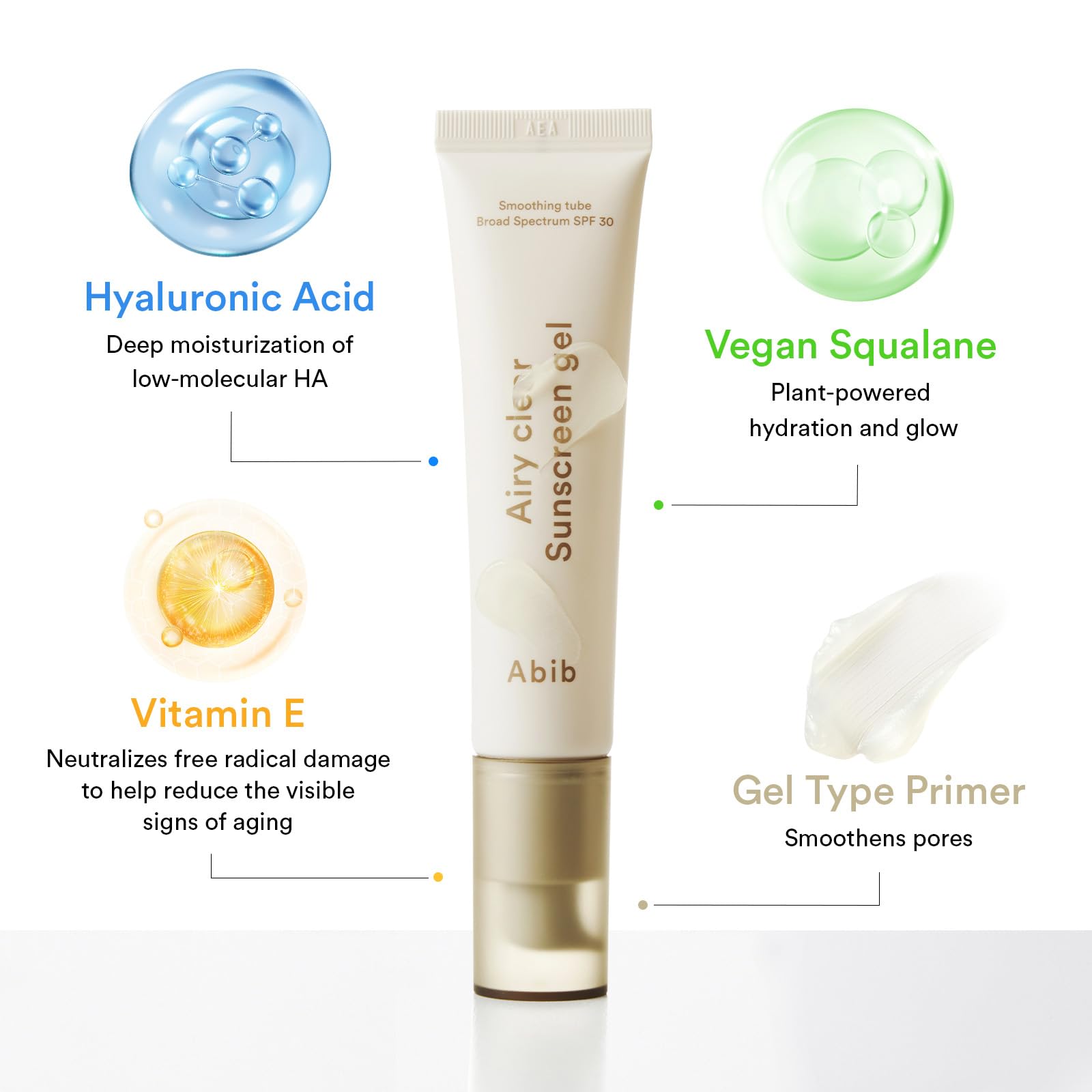 Abib Airy Clear Sunscreen Gel SPF30 dries clear with no white cast