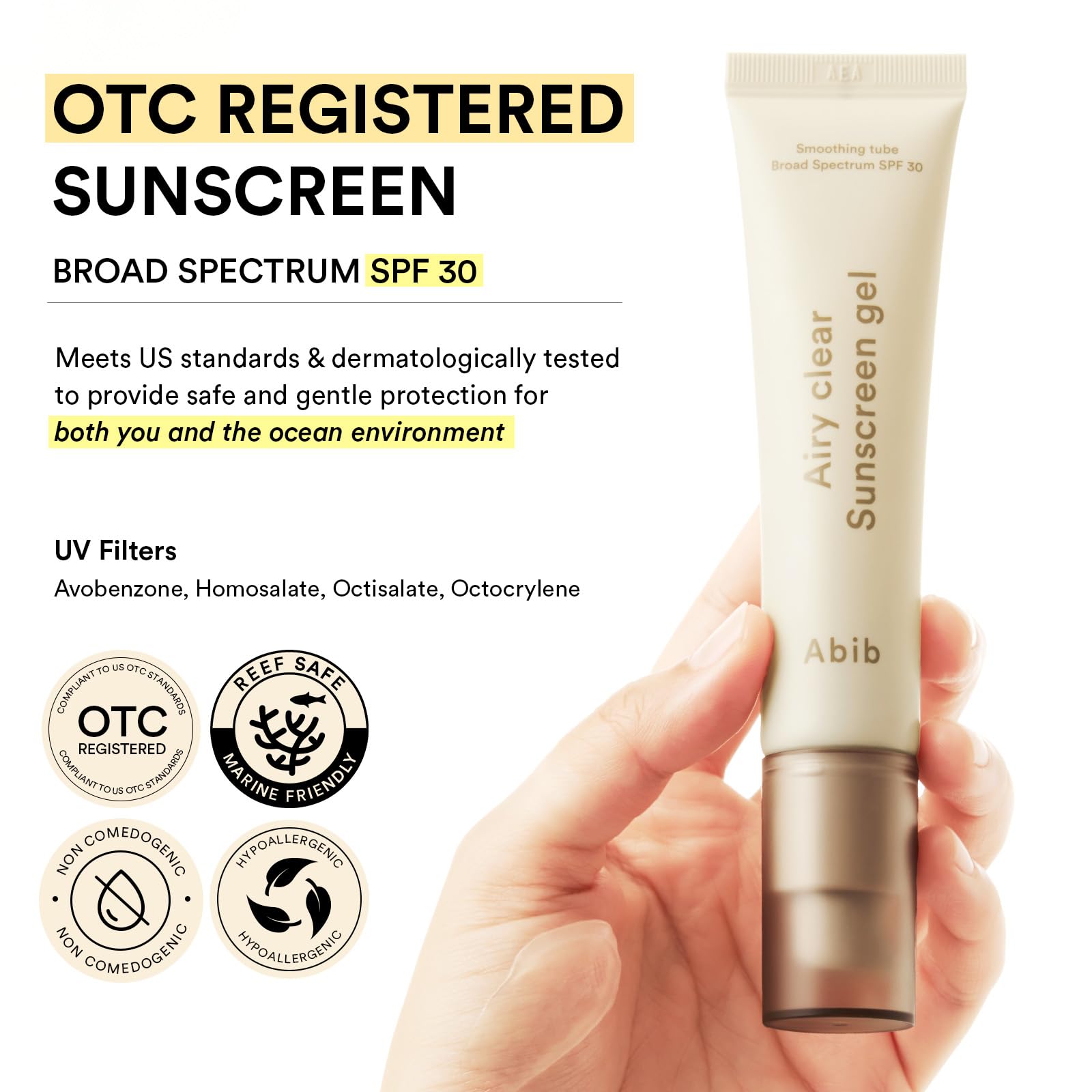 Abib Airy Clear Sunscreen Gel SPF30 refines pores for smoother texture