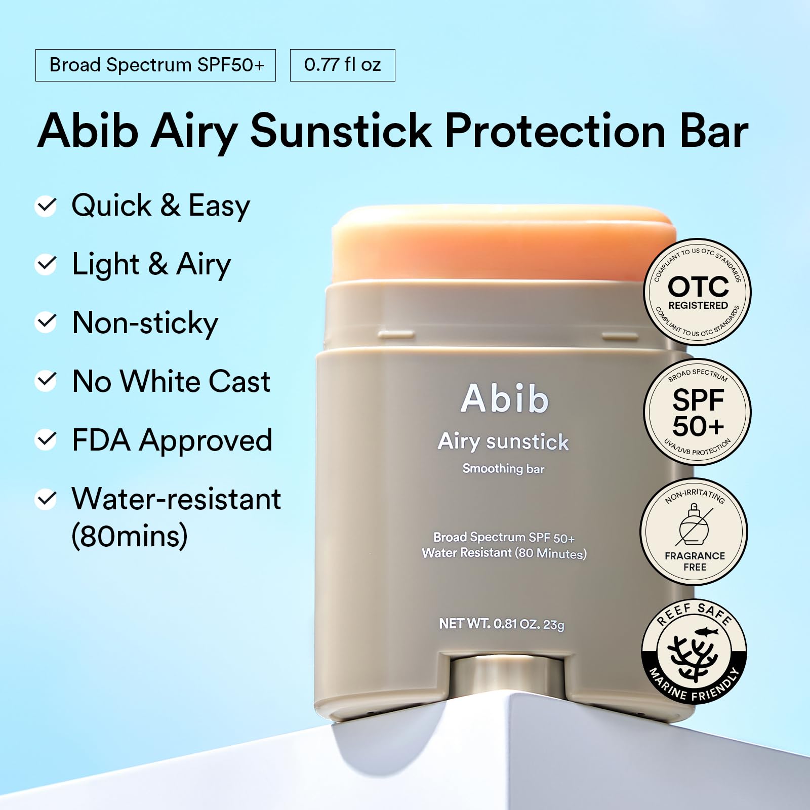 Abib Airy Sunstick delivering broad-spectrum protection across sun-exposed skin.