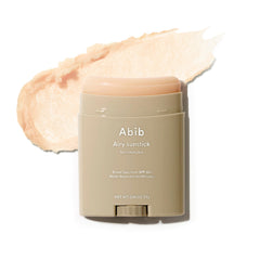 Abib Airy Sunstick packaging front highlighting SPF50+ for everyday sun protection.