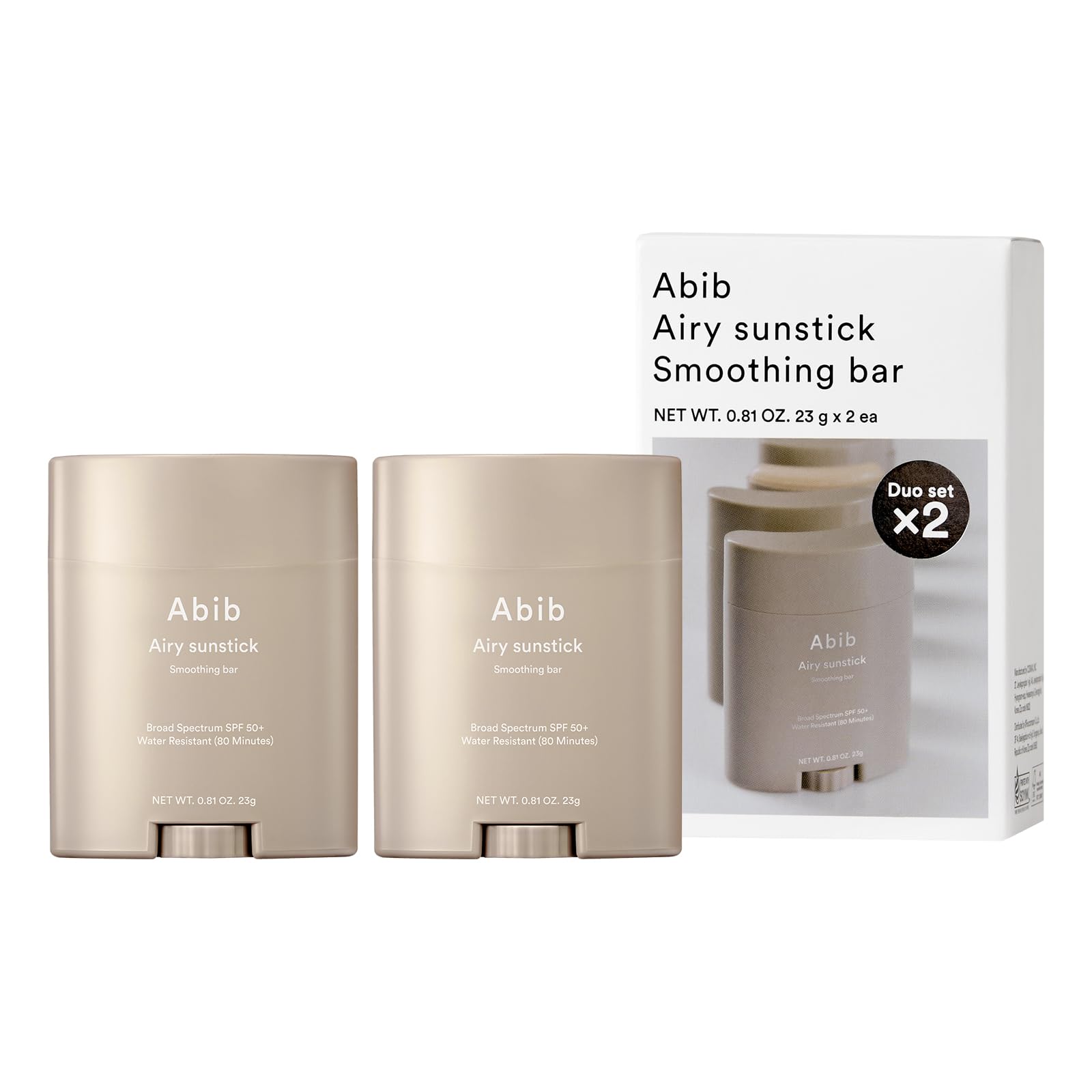 Abib Airy Sunstick SPF50 compact in hand for on-the-go protection.