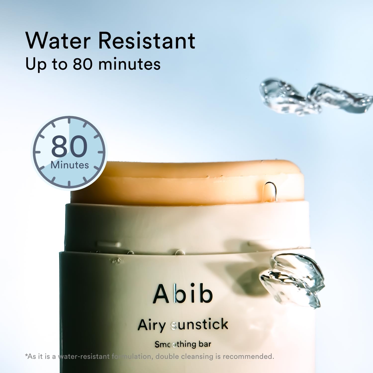Abib Airy Sunstick remains water-resistant up to 80 minutes during outdoor activities.