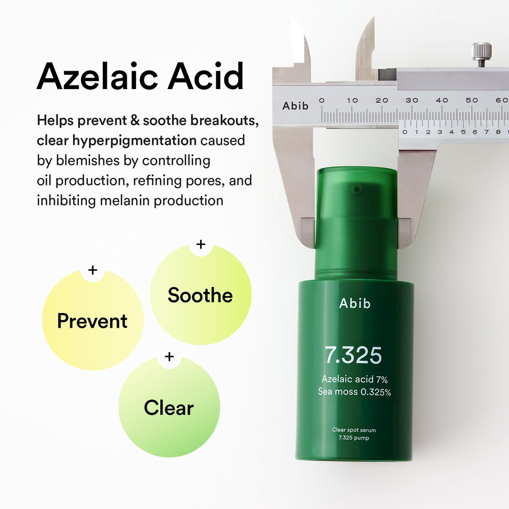 Abib Clear Spot Serum azelaic acid close-up suggests balanced tone support.