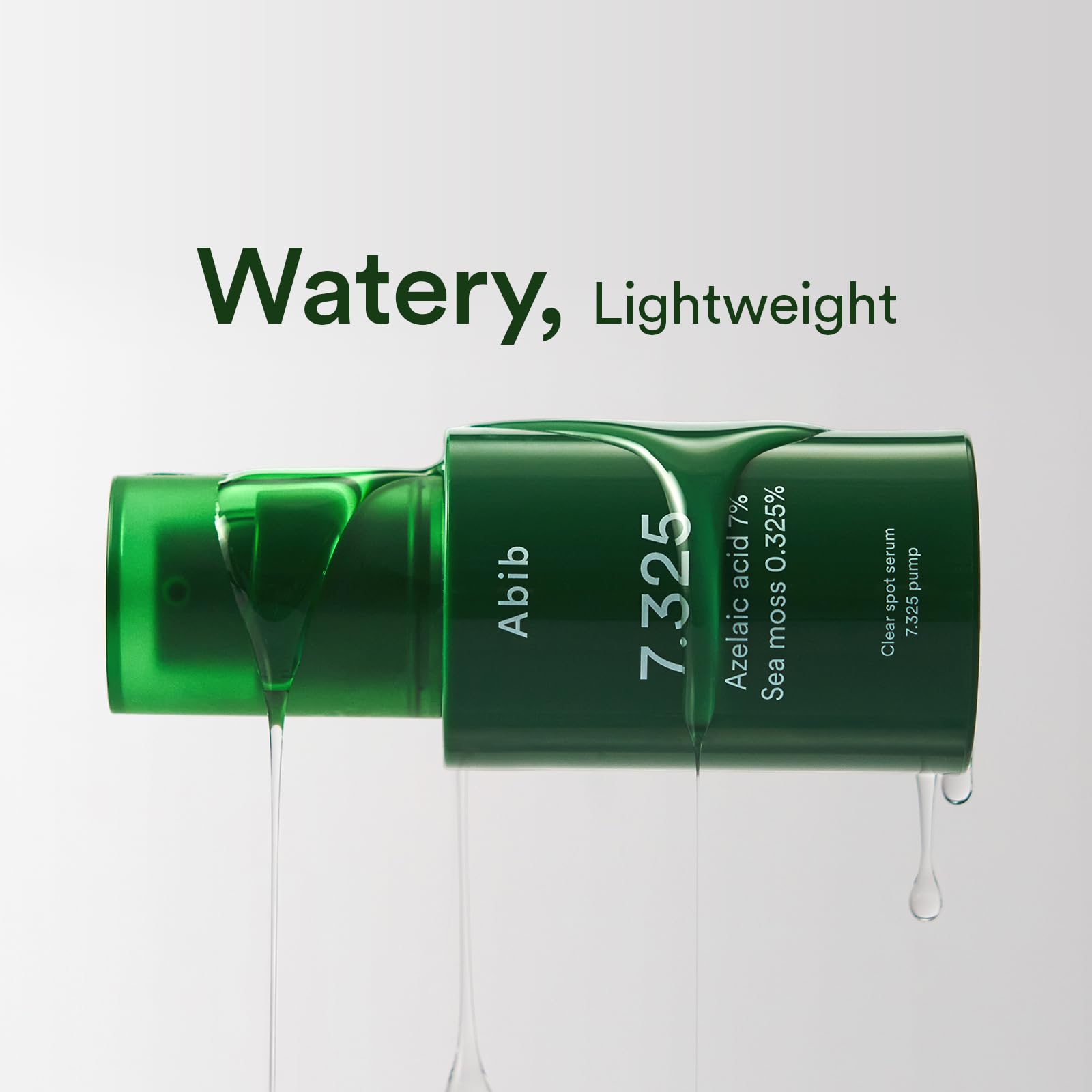 Abib Clear Spot Serum texture close-up shows fast absorption and light finish.