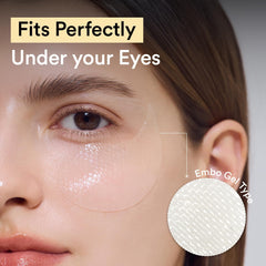 Abib collagen eye patch application dots closeup highlights smooth patch placement for delicate skin