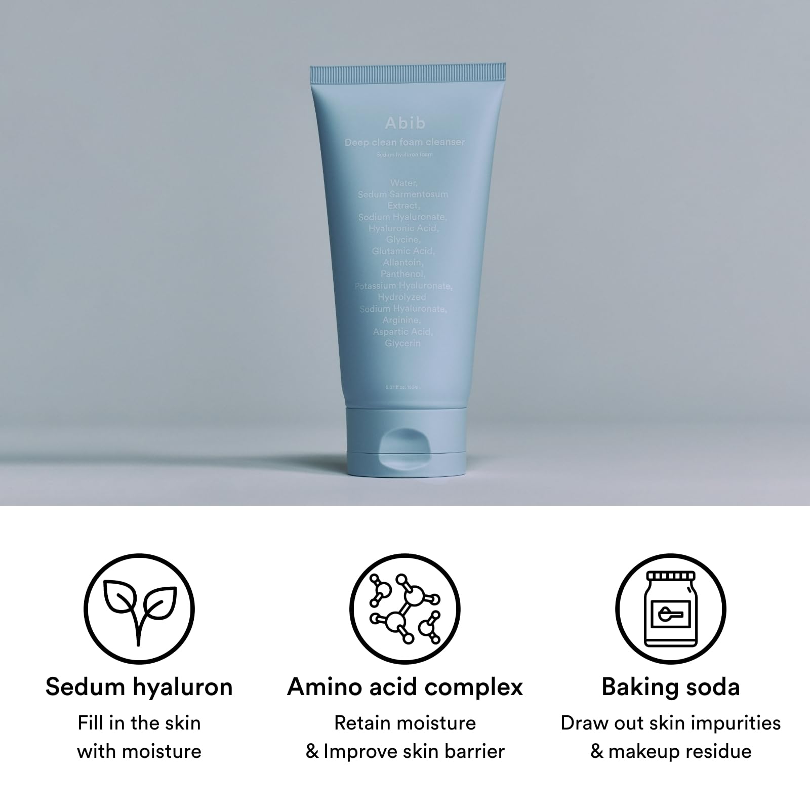 Abib Deep Clean Foam Cleanser foam-lather demonstrates rich texture for thorough cleansing.