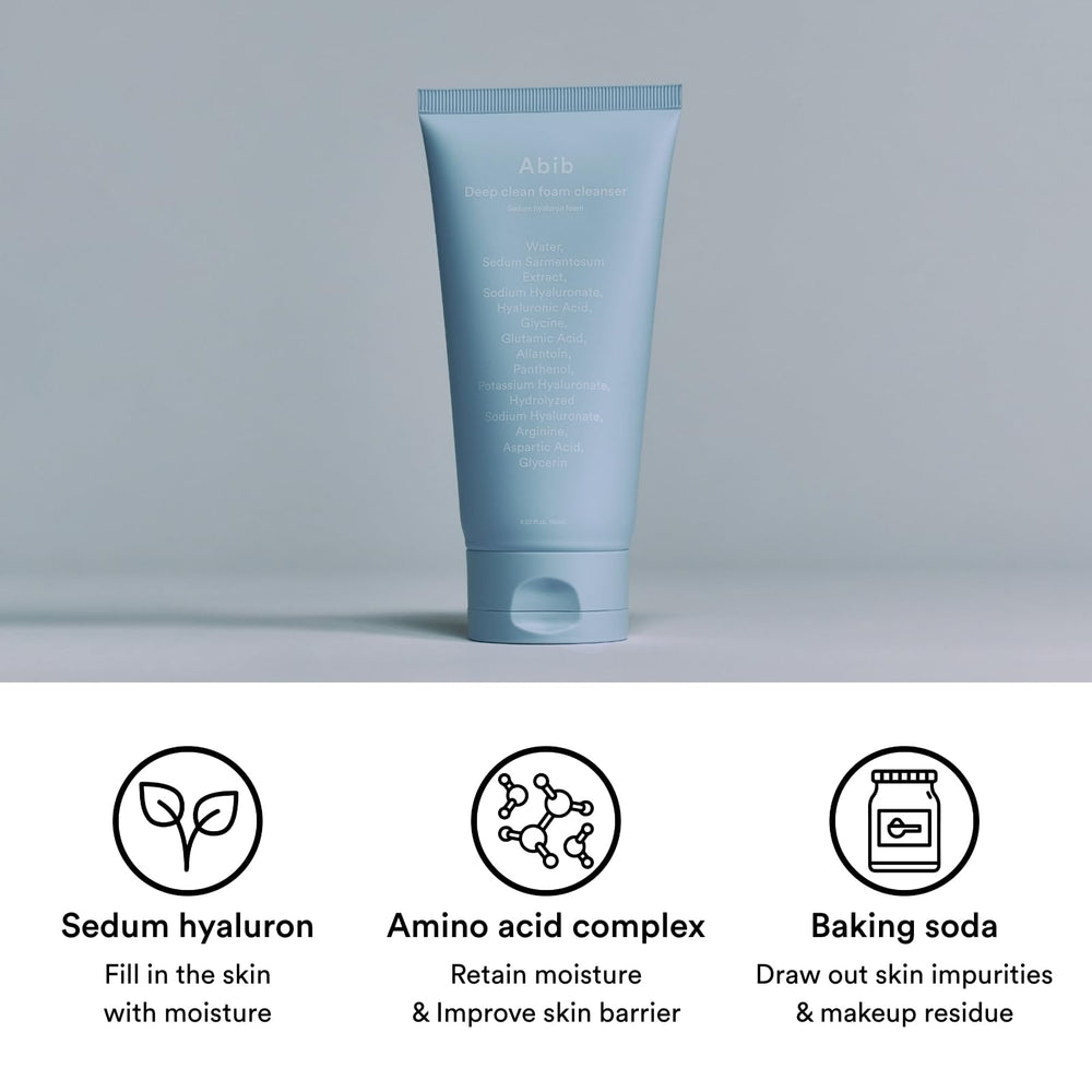 Abib Deep Clean Foam Cleanser foam-lather demonstrates rich texture for thorough cleansing.