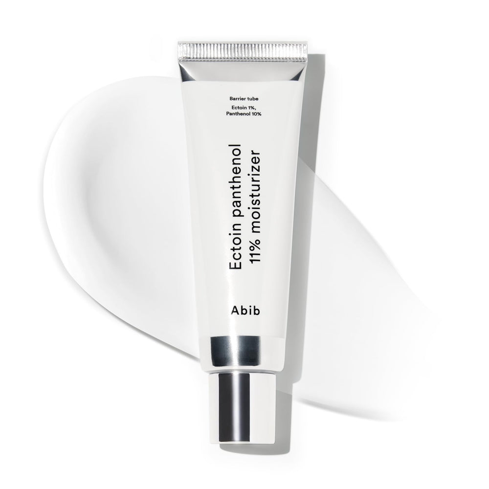 Abib Ectoin Panthenol moisturizer tube close-up with barrier-friendly packaging for daily hydration