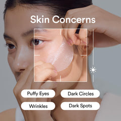Abib eye patch hydration saturation appearance closeup conveys cooling hydration on tired eyes