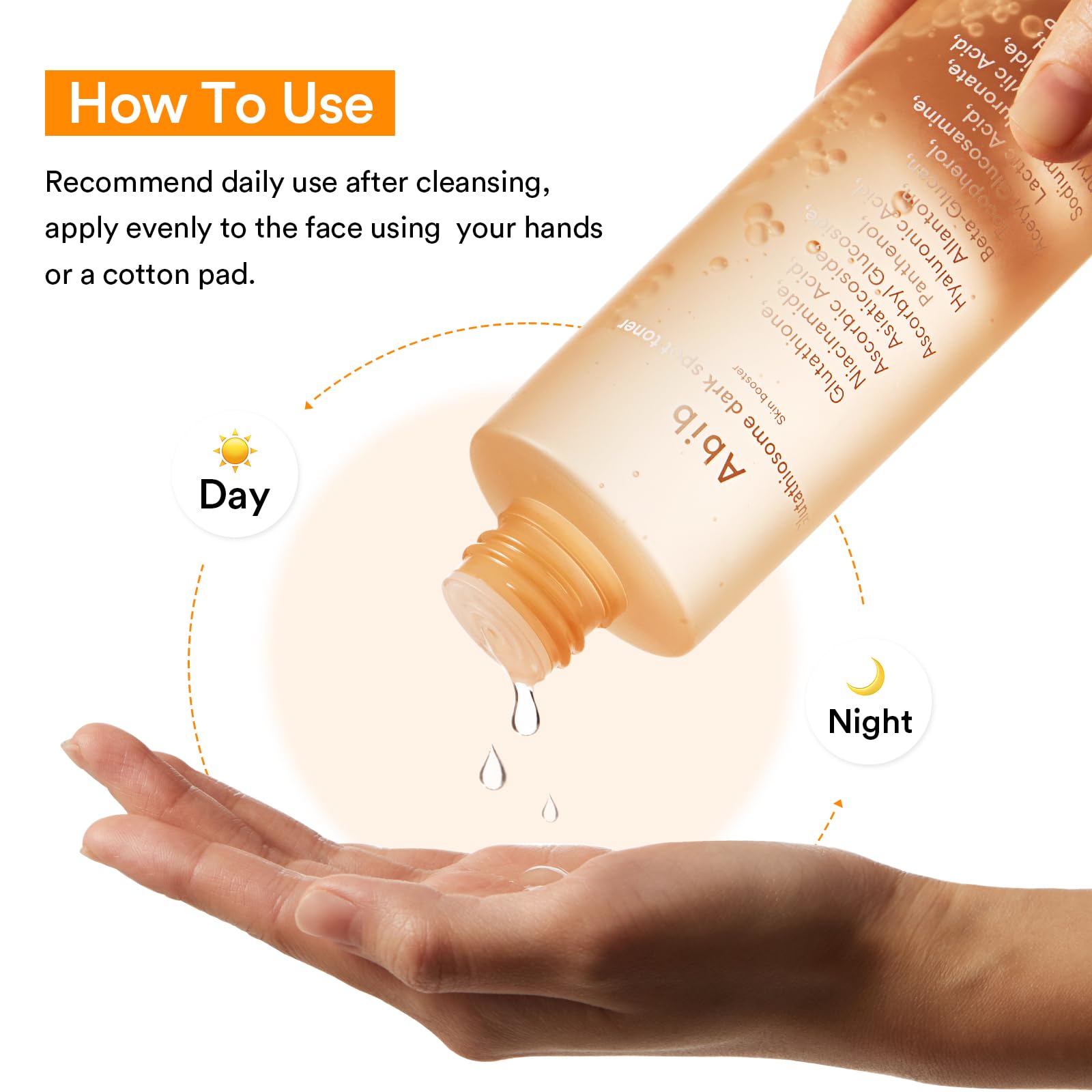 Abib Glutathiosome Dark Spot Toner swirl texture shows hydrating formula.