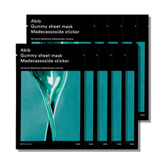 Abib gummy-sheet-mask packaging highlighting clean daily-use formula for sensitive skin.